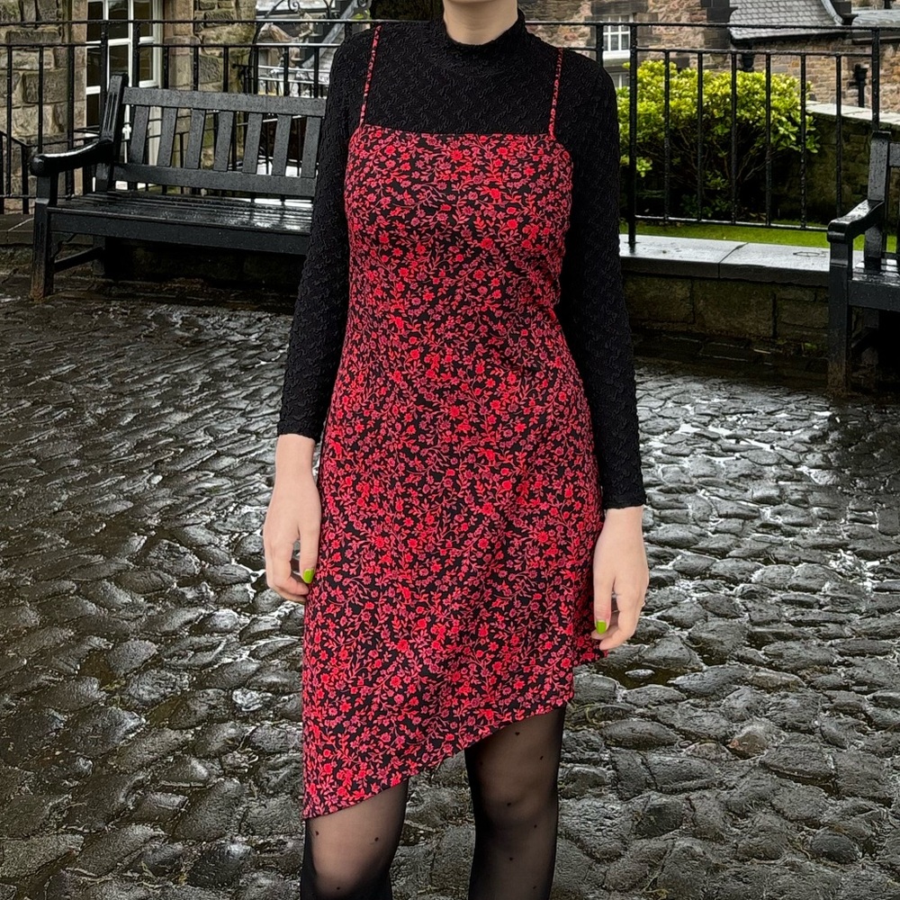 Vintage asymmetrical floral dress